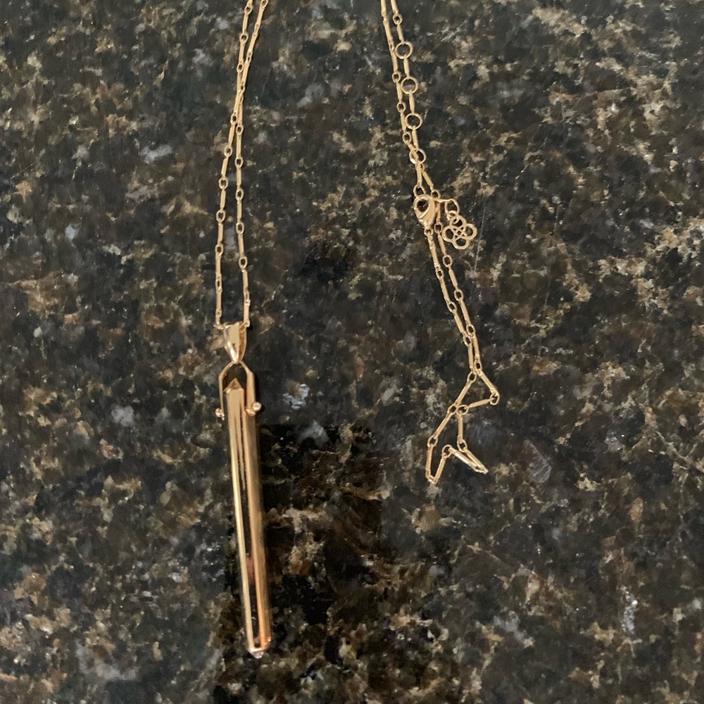 Stella and Dot long gold pendant necklace
